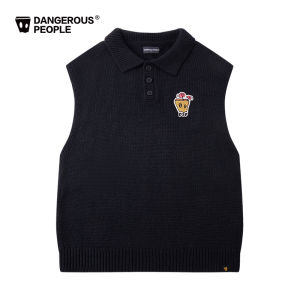 Dangerous People Casual Loose Knitted Polo Vest Versatile Spring Fashion Youth Popular Straight Hemline Online Exclusive