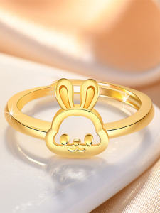 Bunny Ring Kids Girls Toys Princess Jewelry Cute Boy Girl Ring Female Gold Plated Birthday Gift