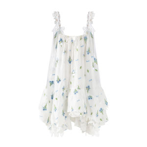 XIAOLI | Elegant Stylish Freesia Embroidery Strap Dress