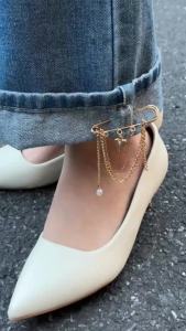 Ingemark | Ingemark Exquisite Elegant Imitation Pearls Pendant Anklet Women Vintage Simple Gold Color Heart Metal Thin Foot Chain Jewelry