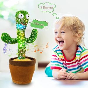 Kids Dancing Talking Cactus Toys Singing Mimicking Recording Repeating Cactus Plush Toy with 120 Song Dancing Smart Gift