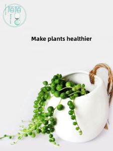 Simplified White Ceramic Hanging Plant Pots for Succulent Plants Greenery Buddha Beads Weeping Love Vine Indoor Garden Decor