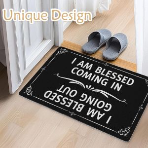 Funny Welcome Mats for Front Door I Am Blessed Coming in and Going Out Door Mat Humorous Doormat for Outdoor Indoor Entrance