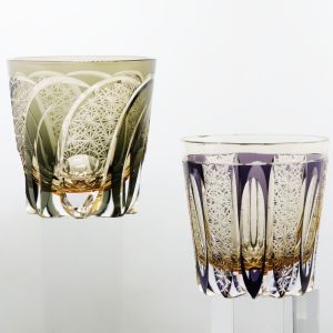 320 ml Handmade Multi-Colored Japanese Style Edo Kirikos Old Fashioned Whiskey Glasses  In Gift Box