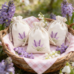 3/5pcs Lavender Drawstring Bags Cotton Drawstring Empty Bags Wedding Favor Bag for Lavender Buds Filling Spice Jewellery Bag