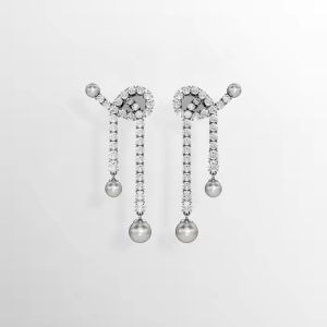 💖Swarovski💖(New)Matrix silver round cut pearl diamond teardrop earrings S925 sterling silver womens fashion earrings hypoallergenic non-allergenic Valentines Day gift birthday gift for girlfriend bestie