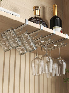 No-Nail Wine Glass Holder Iron Art Inverted Hanging High Footed Cup Rack Home Use Mugs Storage Stand Modern Simple Style