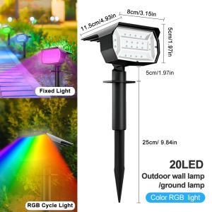 NEWSTYLE | RGB Solar Spotlight Outdoor 37/20LED Solar Landscape Spot Powered Wall Lights Waterproof Color Change Garden Patio Walkway Decor