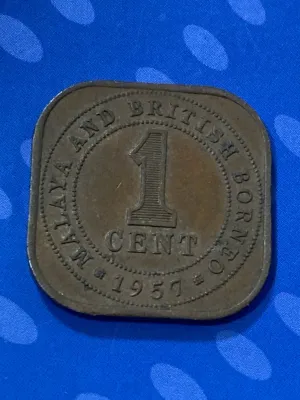 1957 Queen Elizabeth Malaya 1 cent coin