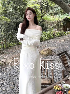 French Rixo Kiss One Shoulder Sweater High End Knitted Top Womens Autumn Winter Fish Tail Half Skirt Traditional Chinese Style