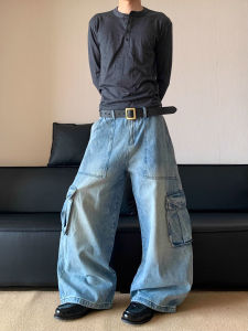 กางเกงยีนส์ทรงหลวมสไตล์ย้อนยุคสไตล์อเมริกันสำหรับผู้ชายและผู้หญิง กางเกงยีนส์ทรงหลวมแบบมีซิป ทรงหลวม กางเกงยีนส์ทรงโค้ง ทรงหลวม ทรงลำลอง ฤดูใบไม้ผลิและฤดูร้อน