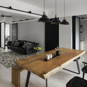 Yiliangfeng Solid Wood Dining Table Household Small Apartment Space-Saving Rectangular Conference Table Internet Celebrity Minimalist Log Large Board Table