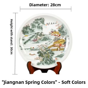 Hand-painted Traditional Landscape Ceramic Plate Ornament