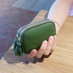 Ví Da Bò Hai Lớp Khóa Kéo Phong Cách Hàn Quốc Cho Nữ Ví Đựng Tiền Xu Nhỏ Đơn Giản Thanh Lịch Ví Da Bò Thật Cho Học Sinh