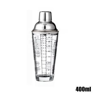 400/600ML Glass Cocktail Shaker Hand Shaker Cup with Scales Lemon Milk Tea Shaker Cup Stainless steel Lid Wine Drink Mixer Bar