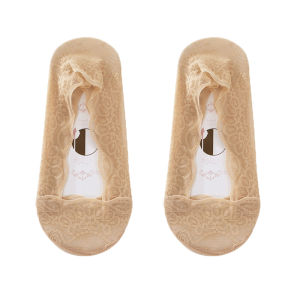 Lace Boat Socks Womens Size 41-43 Summer Thin Silicone Anti-Loss Invisible Short Socks Lightweight Breathable Cotton Blend