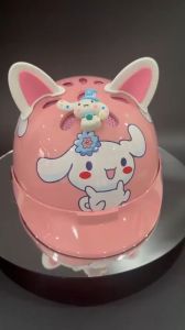 Nón bảo hiểm trẻ em Cinanmoroll Labubu Cabypara sticker 3D chính hãng công ty Long Thanh đạt chuẩn an toàn giao thông