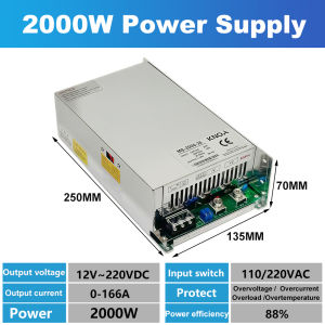 2000W Switching Power Supply AC to DC 12V 15V 24V 27V 30V 68V 85V 110V 150V 200V 220V High Performance Industrial Transformer