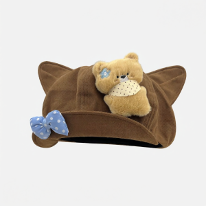 Cute Bear Cartoon Cat Ear Beret Show Small Face  Beret