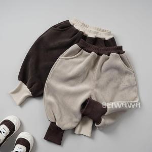 Warm Fleece Lined Casual Pants Set for Boys And Girls Loose Fit Comfortable Korean Style Winter Wear Long Pants Ensemble