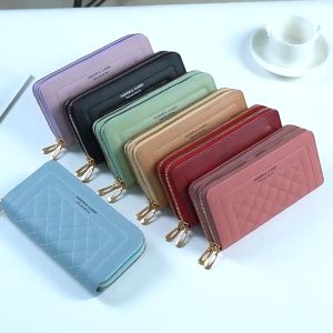 Wallet Womens Long Section Ladies Hand Mobile Phone Bag Casual Simple Double Zipper Wallet High Quality Multi-card Space Large-capacity Card Holder Dompet Wanita Panjang Beg Duit Syiling 女款钱包长款 零錢包卡包