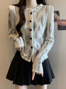 Water-Media Dyeing Long Sleeve T-Shirt Womens Autumn New Style plus Size Bottoming Shirt Korean Version Loose Fit Top