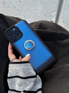 Original Deep Blue Secret Gradient Drip Glue Mobile Phone Case Stand for  16Pro 17Promax Simple Cute Ins Style Protective Shell