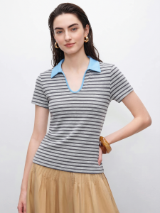 Basic House | Stripe Colorblock Cool Light T-Shirt Female Summer