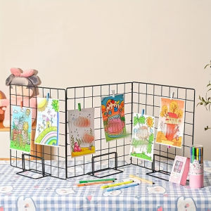 Grid Art and Photo Racks Modern Metal Display Brackets for Grid Panels Desktop Stands and Jewelry Booth Racks