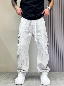 Quần Ống Rộng Thường Ngày Mùa Thu Đông Cho Nam Thời Trang Nhiều Túi Quần Ống Đứng Dày Rộng Rãi Cotton Polyester Quần Áo Bảo Hộ Lao Động