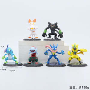 Bandai | 6Pcs Anime Pokemon Figure Cute Pikachu Charizard Mewtwo Bulbasaur Model Kids Toy Gift Collectible Action Figure Car Ornaments