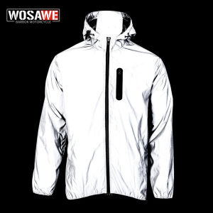 WOSAWE Autumn Winter Men Reflective Jacket Reflect Motorcycle Jacket Men /Women Waterproof Windbreaker Hoodies