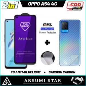 PROMO PAKET 2 IN 1 TEMPERED GLASS ANTI BLUELIGHT OPPO A54 4G 5G ANTI GORES KACA ANTI BLUELIGHT + GARSKIN CARBON 3D