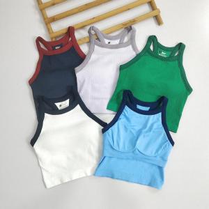 Yoga Sports Bra Training Fitness Top Womens One-Piece Tight Fit Shockproof Anti-Shock Color Block Thread Design Backless Vest