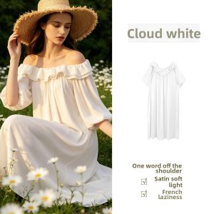GAINREEL | French One-Shoulder Satin Ice Silk Night Dress