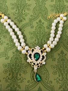 Luxurious Double Layer Retro Gem Pearl Necklace Princess Cat Jewelry Pet Collar Decorative Metal Pet Accessories Universal