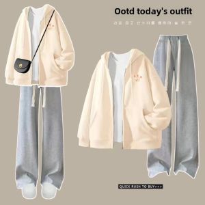 Junior High School 16 Senior High School Students 14 Girls Fashion Spring Clothing Long Sleeves Sweatshirt Sports Pants Preppy Style Three-Piece Suit 15 Years Old