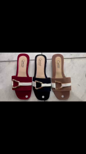 𝐌𝐚𝐬𝐡𝐢𝐞𝐅𝐨𝐨𝐭𝐰𝐞𝐚𝐫 S26 AsisCoZy Marikina-Made Women’s Rhinestone Buckle Flat Sandals – Soft Suede Slip-On Slides