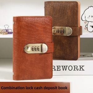 1pcs Saving Money Notebook  PU Leathe With Password Lock Waterproof 100 Envelope Challenge Binder