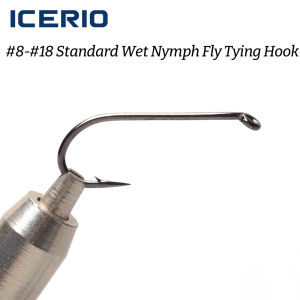 ICERIO 50PCS Standard Wet Nymph Fly Tying Hook Ultra Sharp Hooks for Wet Flies Copper John Fly Trout Fishing Lures #8-#18