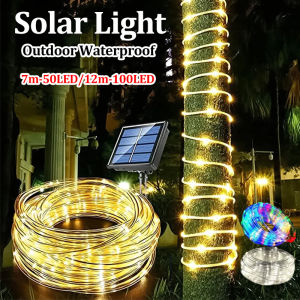 Solar Christmas Lights Copper Wire Lights Tube Strip Outdoor Waterproof String Lights LED 8 mode Solar Garden Lights Fairy Lights Meteor Shower Rain Light Halloween Landscape Lights Wedding Party Festival Christmas Tree Decoration Lawn Garden Lights