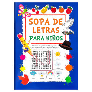 Multi colored Sopa De Letras book three optional puzzle word search games suitable for brain thinking training