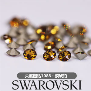 Sharp Bottom round Nail Art Rhinestones 1088 Pieces Light Amber Colored Nail Decorations Austrian Crystal Manicure Tools