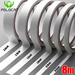 Polocat 8m Double Sided Adhesive Tape White Strong Tape Sticker Sticky Paper DIY Craft Home Office School High Viscosity Strong Tapes