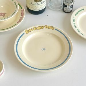 Bộ Đồ Ăn Trưa Dễ Thương Graffiti Letter Fufu Ins Style Cốc Cà Phê Bằng Sứ 8 Inch Bát Ăn Sáng Bát Đựng Sữa Bát Đĩa Tròn