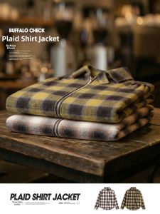 MADENGGONGZHUANG | Cotton Vintage Plaid Zipper Shirt Long Sleeved Men