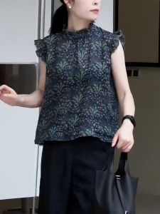 UYFY | Áo vest không tay mềm mại thoáng khí hoa viền cổ điển thanh lịch dành cho nữ mùa hè mới về chất liệu polyester dài vừa phải