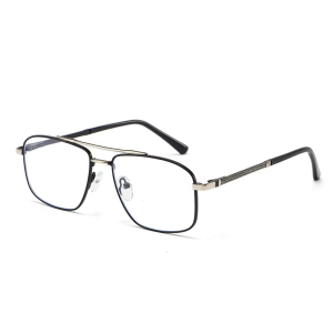 Men Square Double Bridge Metal Anti Blue Light Glasses Simple Business Pilot Eyeglasses For Computer Office