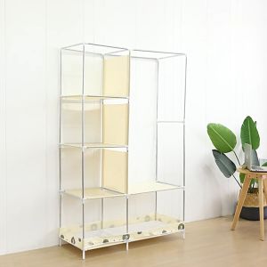 Curtain Wardrobe/ Wardrobe with drawer & Organizer / Almari Baju / Multifunctional Wardrobe/Bedroom Furniture Clothes Rack