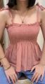 CHALLIS LADIES SELF TIE TALI SMOCKING TOP. 